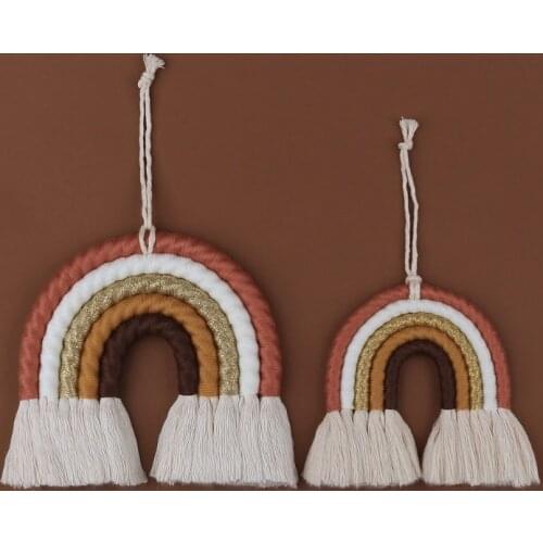 5 Layers Nordic Macrame Rainbow Wall Decor for Bedroom Nursery Baby Kids Rooms Colorful Tapestry Rope Woven Tassel Wall Hanging