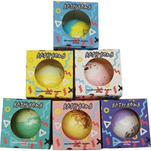 Bath Bomb Gift Set Spa Relax Bathing Salt Ball Rainbow Flowers Essential Oils Bathtub Bubbles Body Salt Bath Fizzer Footbath