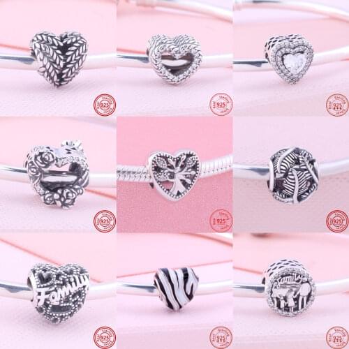 2021 925 Sterling Silver Drama Masks Heart Shape Mom My Angel Charms DIY Family Beads Fit Original Pandora Bracelet Fine Jewelry