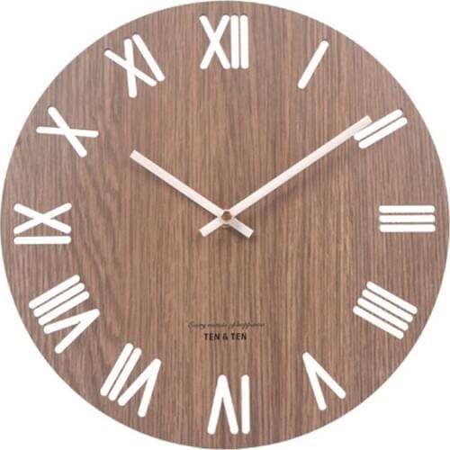Roman Number Clock 3D Wall Clock Modern Design Solid Wood Vintage Kitchen Decoration Art Hollow Wood Wall Watch Home Deocr