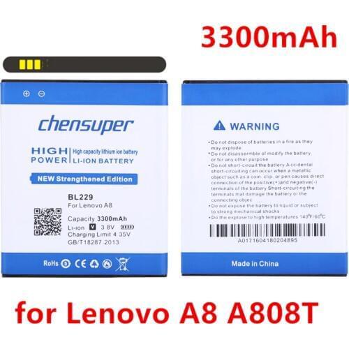 Chensuper 3300mAh BL229 Mobile Phone Battery Batterie Batterij Bateria Use for Lenovo A8 A808T A806