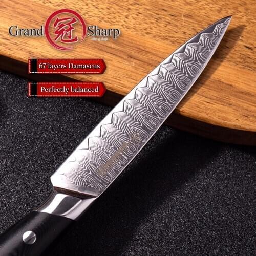 Damascus Kitchen Knife 5 Inch Utility Knife VG10 Japanese Damascus Steel Chef Knife 67 Layers Damascus Steel Home Cooking Tools