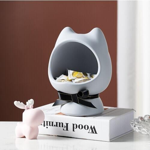 Cat Storage Tank Resin Animal Model Storage Box Organizer Modern Home Decor Living Room Dining Room Desktop Decoration Gifts