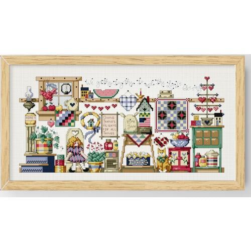 Fishxx Cross Stitch A130 Home Furnishing Pattern Pastoral Style Cute Cartoon Hand Embroidery