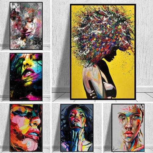 Graffiti Art Abstract Girl Canvas Painting Modern Pop Art Posters and Prints Wall Art Picture for Living Room Cuadros Home Decor