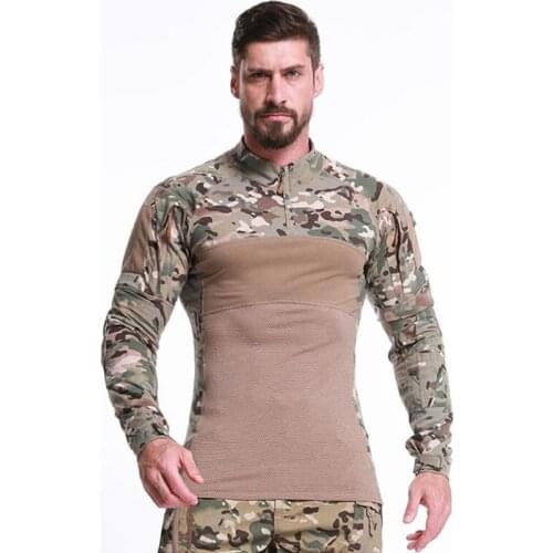 Camouflage Tactical Tshirt Military Combat Shirt Assault Long Sleeve T Shirts Breathable Army Hunting Fishing Outdoor Clothes