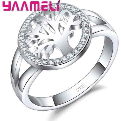 Hot Sale Ring Shining 925 Sterling Silver Plant Tree 5A Cubic Zircon Wedding Jewelry For Women Party Gifts Wholesale