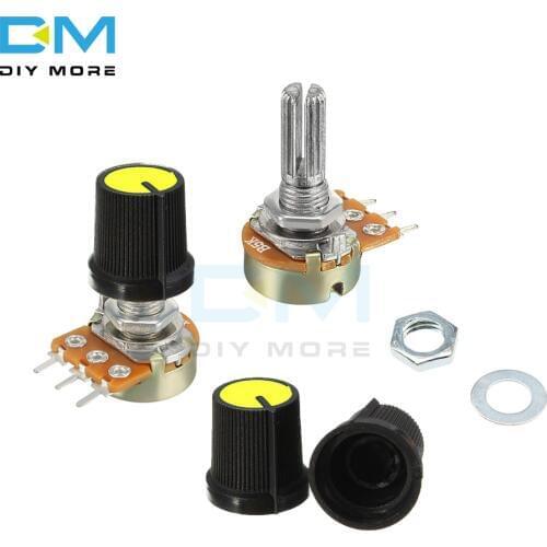 10PCS 1K 2K 5K B10K 20K 50K 100K 250K 500K 1M Ohm For Arduino Potentiometer Resistor Linear Taper Rotary Potentiometer Caps Knob