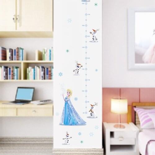 Hot Disney Olaf Elsa Height Measure Wall Stickers For Kids Room Home Decoration Frozen Decals Anime Movie Mural Art Growth Chart