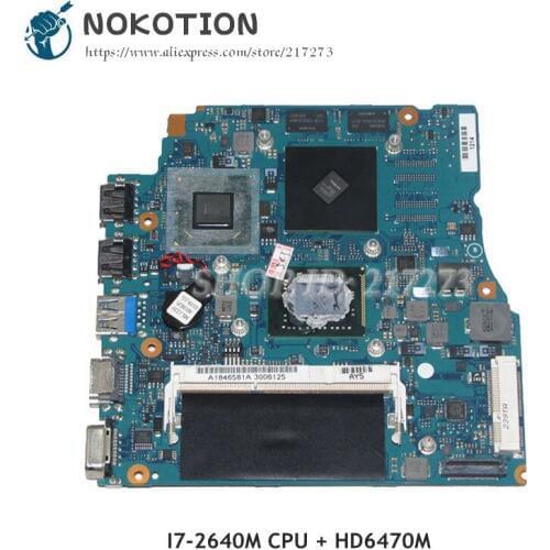 NOKOTION MBX-237 A1846581A V032 MP 10L HDI MB MAIN BOARD For SONY VAIO VPCSB Motherboard A1846581A HM65 HD6470M+I7-2640M 4GB RAM