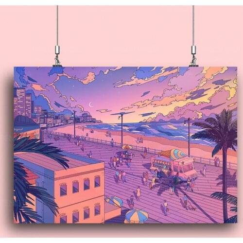 Modular Aesthetic Canvas Painting HD Prints Sea Beach Poster Modern Wall Art Anime Scereny Pictures Home Decor For Living Room
