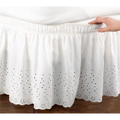 Bed Skirt Wrap Around Easy Fit Cotton Embroider Bedspread Queen Dust Ruffle Mattress Cover 1.5 m / 1.8 m / 2 m Single Bed Skirt