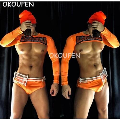 New fluorescent orange theme party costume nightclub bar ds men and women sexy party dj performance clothing