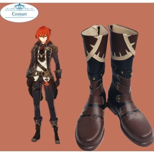Genshin Impact Cosplay Shoes Diluc Boots Halloween Carnival Cosplay Costume Accessories leather shoes Mondstadt