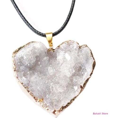 Natural White Crystal Stone Rock Pendant for Women Girls Valentines Day Gifts AXYD