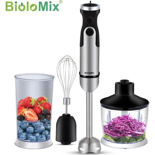 4-in-1 Stainless Steel 1100W Immersion Hand Stick Blender Mixer Vegetable Meat Grinder 500ml Chopper Whisk 800ml Smoothie Cup