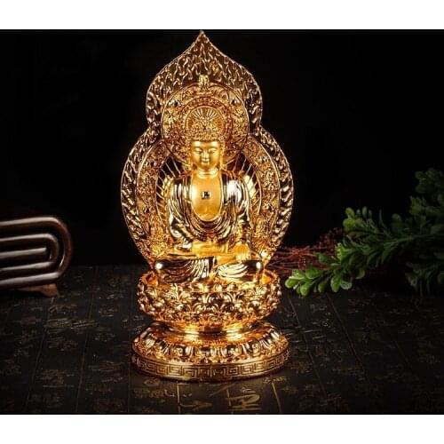 Plated Gold Sakyamuni Figure Buddha Ornament Buddhist Temple Guanyin Ksitigarbha Maitreya Statue tathagata Amitabha figurine