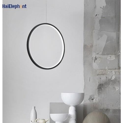 Simple Ring LED Pendant Lights For Dining Study Room Bedroom Bedside Foyer Table Kitchen Black Gold White Lamps Indoor Lighting