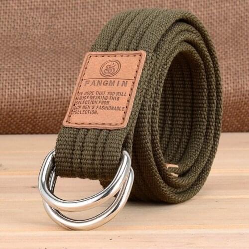 2021 Fashion Women Canvas Brand Designer Party Belts Womens Jeans Casual Double Ring Buckle Designer Luxury Feminine Belt