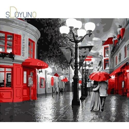 SDOYUNO DIY painting by numbers with frame for adults Sunset landscape acrylic paints for painting Unique Gift For Home Decor