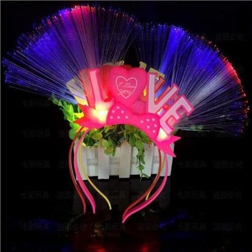 LED Headband loving Party Supplies Hallowween Christmas Accessories Plastic Shining Powder Optical Fiber Optic