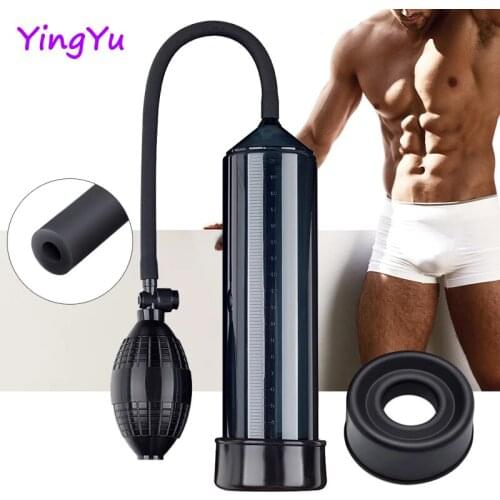 Adult Products For Man Penis Delaying Trainer Hand Held Pump With Quick Release Valve Enlargement Tools Sex Toys Assistant Rings