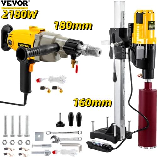 VEVOR 160mm 180mm Handheld and Reinforced Stand Diamond Core Drill Concrete Drilling Machine 2180W Wet/Dry Dual Use Power Tool