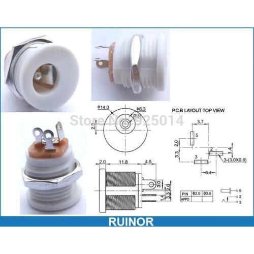 10 White 5.5MM x 2.1mm DC Socket Screw nut for CCTV PCB Panel Mounting Soldering