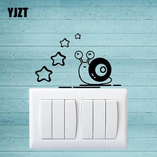YJZT Cartoon Snail Wall Switch Sticker Vinyl Decal Kids Room Decor Animal Pattern S19-0379