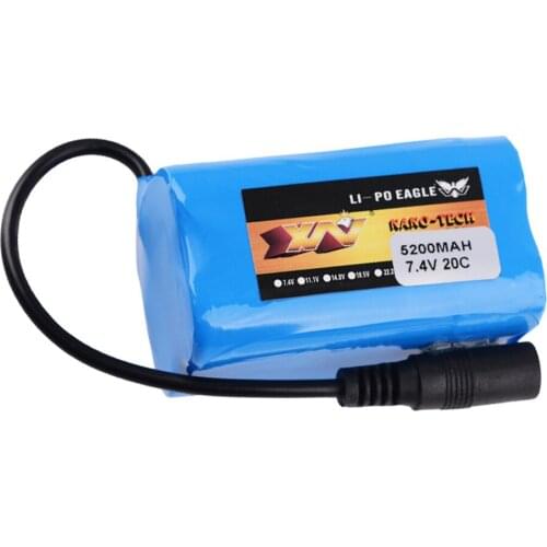 YW Power 7.4V 2S 5200Mah 20C 18650 Lipo Battery For T188 T888 RC Fishing Boat Car Buggy Part