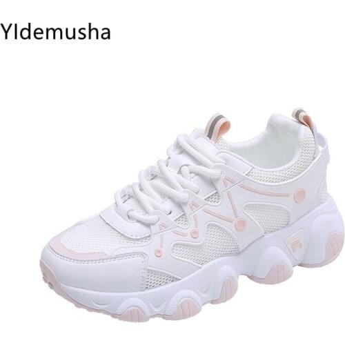 2021 Summer Women Sneakers Fashion Mesh Chunky Sneakers Casual Shoes Breathable Womens Sport Shoes Thick Sole Platform Shoes