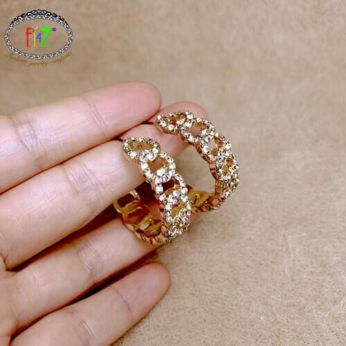 F.J4Z 2020 Trend Earrings for Women Fashionable Punk Rhinetsone Curb Chain Hoop Earrings Lady Jewelry Gifts Dropship