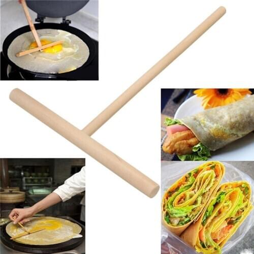 1/2 pc Wooden T Letter Kitchen Tool Stick Spreader Crepe Maker Pancake Batter Conveniet Rack Spreader Home Kitchen Bar Supplies