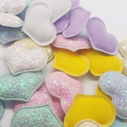 10pcs Candy Glitter Crafts Patch Cute Hearts Hair bow Accessories Stick on Patches for Clothing Craft Patch DIY Crafts Supplies