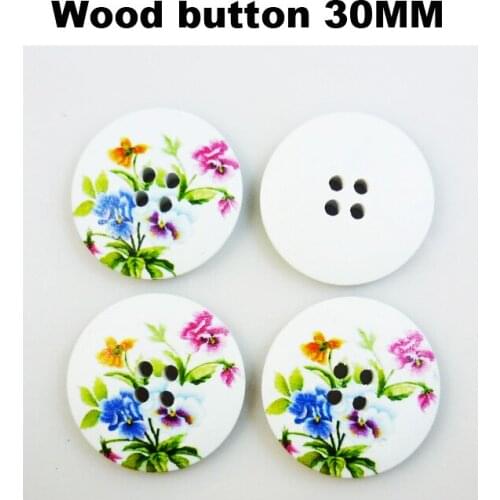 10PCS 30MM Blue Flower Wooden Coat Buttons Boots Fits Sewing Clothes Accessory MCB-6999