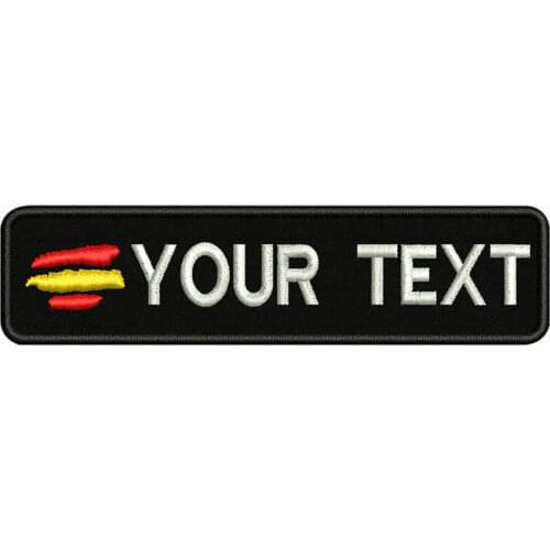 Spanish flag Spain 10x2.5cm Embroidery Custom Name Text Patch Stripes badge Iron On Or Velcro Backing Patches For Clothes