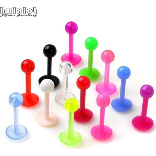 20Pcs/Lot 8mm Length Soft Bioplast Flexible Spike Ball Labret Lip Ring Ear Helix Tragus Cartilage Studs Piercing Body Jewelry