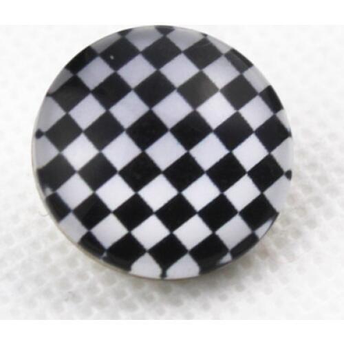 2016 New 20 pcs/lot print Black & White Checker 18MM glass snap button for snap button jewelry