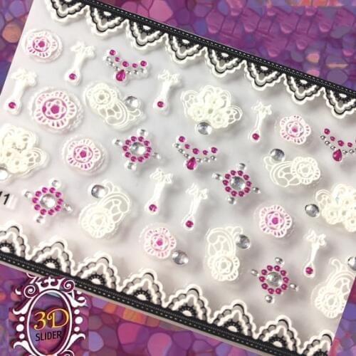 24Sheets 3D nail decal Monogram nail water transfer Black nail crystal sticker White nail wraps 3 d Flower nail slide,LI1-JU4101