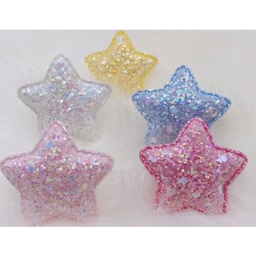 30Pcs 4.8cm shiny star Appliques For childrens crafts headwear Accessories DIY Hair Clips Decoration wholesale