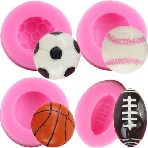 3D Football Basketball Cake Silicone Molds DIY Party Fondant Cake Decorating Tools Polymer Clay Candy Chocolate Gumpaste Moulds