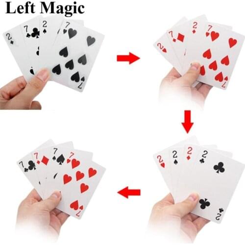 4 Cards 7 To 2 Transformer Magic Tricks Magic Props Close Up Street Magic Trick Playing Cards Accessories Comedy