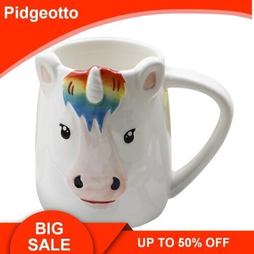 450ml 3D Hand Painted Unicorn Ceramic Milk Mug Creativity Cute Alpaca Coffee Cup With Handle Unicorn Gift Free Shipping