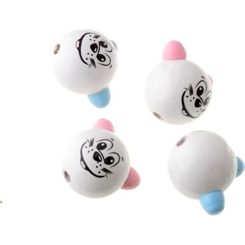5PCs Color Lovely Animal Cute Cat Wood Beads 27x28mm
