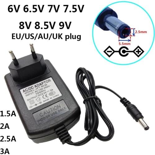 6.5V 3A 3000mA AC DC Power Supply Adapter 6.5 V Volt Switching Universal Adaptor Wall Converter 5.5*2.5mm EU US AU UK Plug