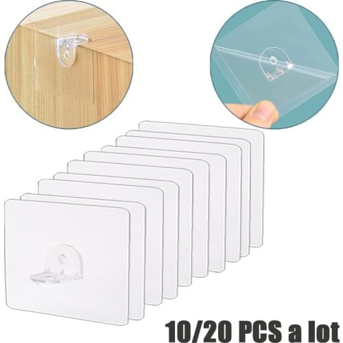 7*7cm Shelf Support Hooks Wardrobe Board Holder Kitchen Bathroom Closet Sticker Wall Self-adhesive Storage Organizer Holders