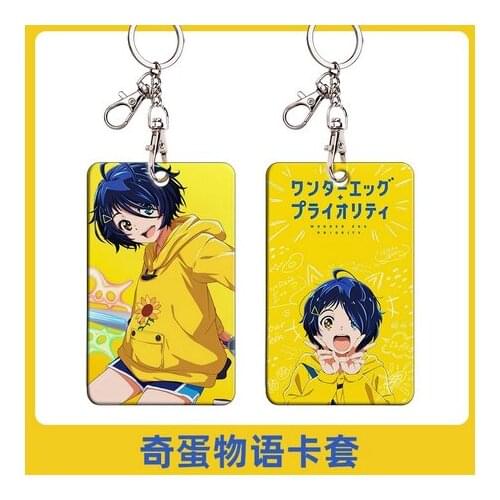 Anime WONDER EGG PRIORITYC Ohto Ai Cartoon Figure ID Bus Card Case Keychain Cosplay Student Pendant Studnet Keyrings Gifts