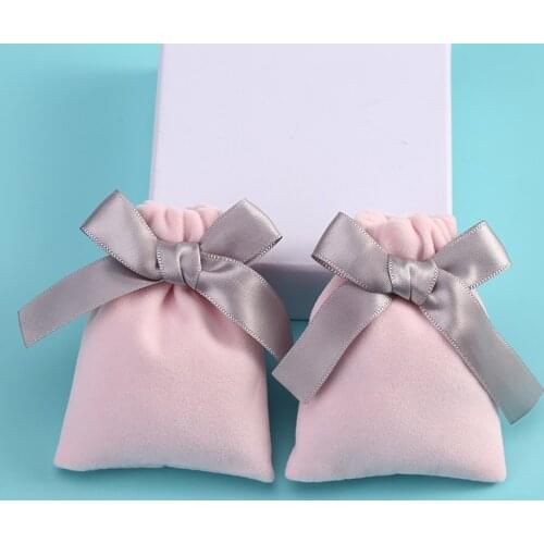 Velvet Bag Jewelry Bag With Ribbon Small Pouches For Wedding Christmas Party Candy Bag Custom Gift Bag Organizer Jewelry Display