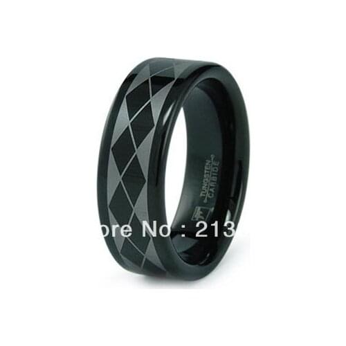 FREE SHIPPING USA WHOLESALES CHEAP PRICE BRAZIL RUSSIA CANADA UK HOT SALE 8MM PIPED BLACK BRIDAL A MENS TUNGSTEN WEDDING RING