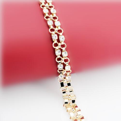 New Arrival Bracelet Luxury Women Jewelry Trendy 585 Gold Color Clear Cubic Zircon Link Chain Bracelets